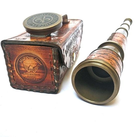 Nautical Handheld Pirate Brass Telescope with Box/Case,Sailor Home Decor Pirate Boat 35.56 cm Rustic Home Decor