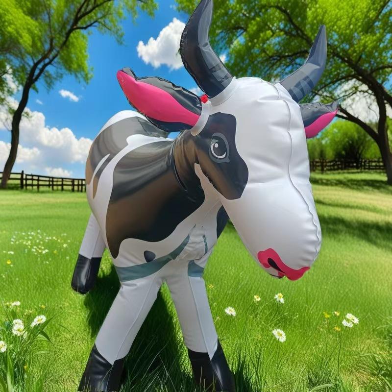 Figure di animali mucca gonfiabili in PVC, decorazioni per feste in fattoria
