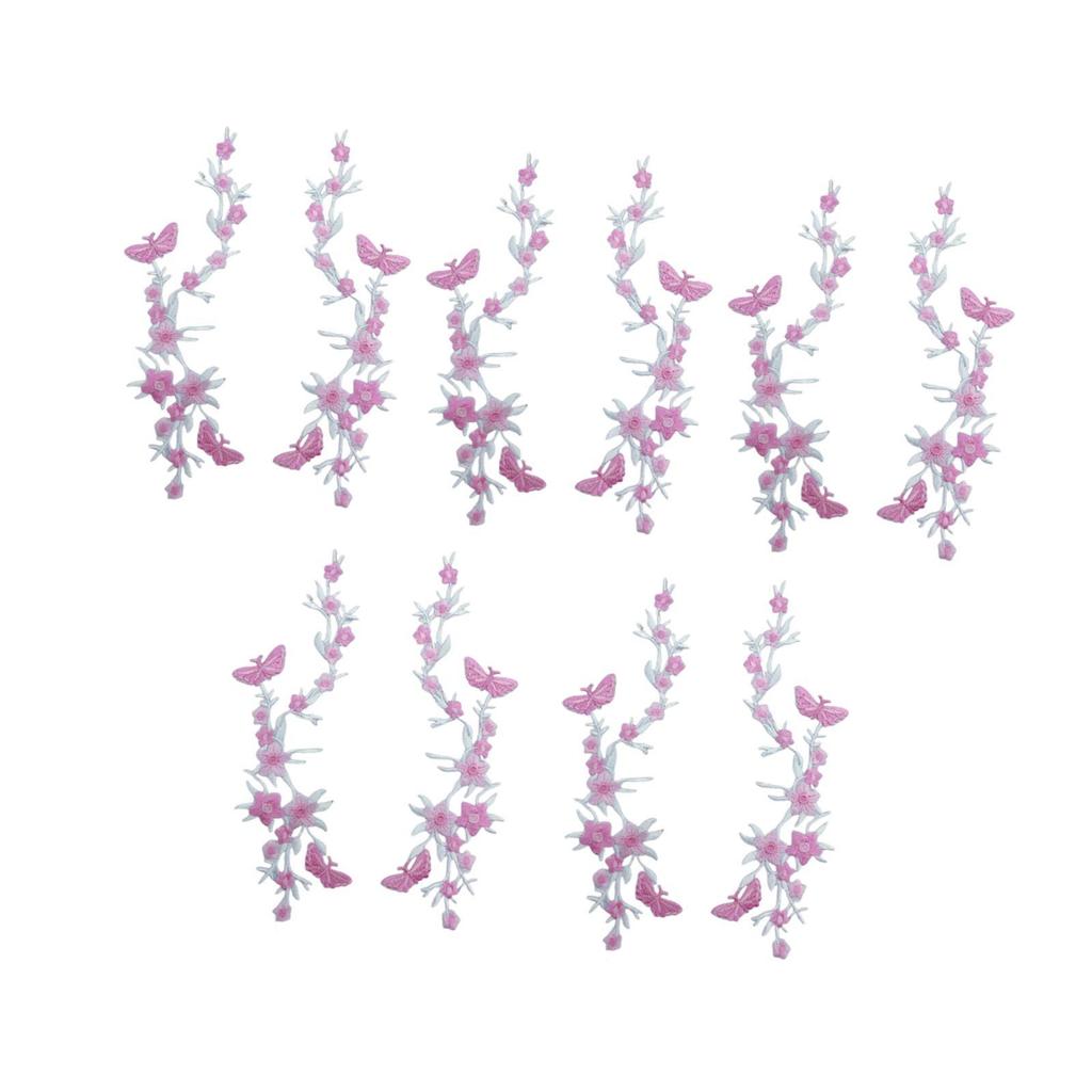 Long Floral Embroidered Patches Iron on Sew on Applique Butterfly Design for Jeans Shirts DIY Fabric Decoration