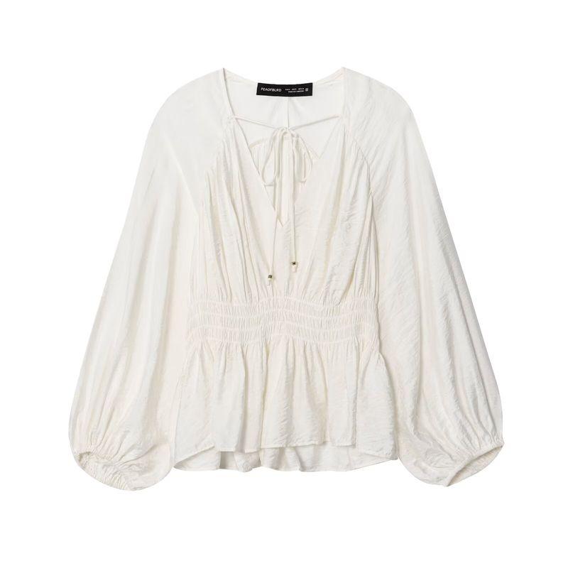 Araltay New Arrival Fashion Style Women's Clothing Fashion All-Match Minimalist Pure Color Ruched Shirt Tops 1300636