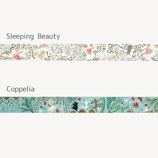 Sealido Made in Japan Foil-Stamped Kirapika Masking Tape Ballet Sleeping Beauty & Coppelia 2-Roll Se