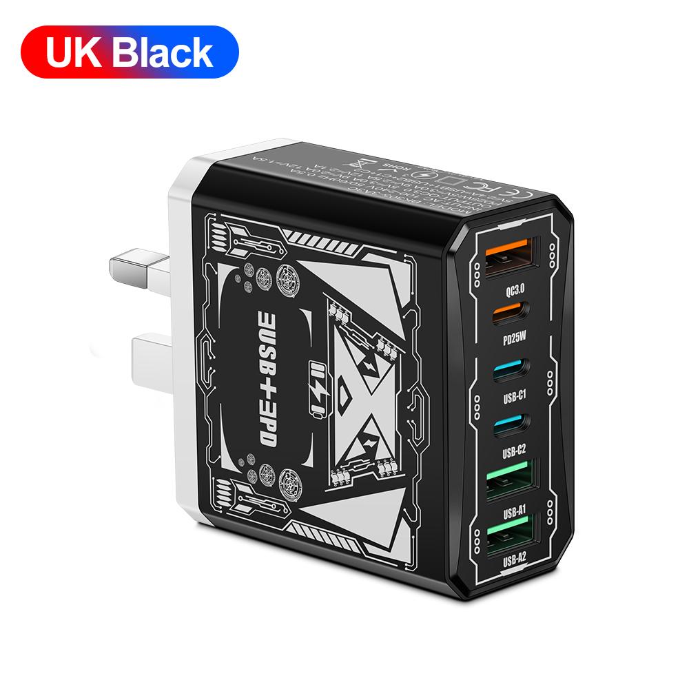 Carregador Rápido 25W 3 USB 3 PD Carregamento Rápido QC3.0 Carregador de Viagem Para iPhone Samsung Xiaomi Adaptador de Telefone Celular Tomada UE/EUA/Reino Unido