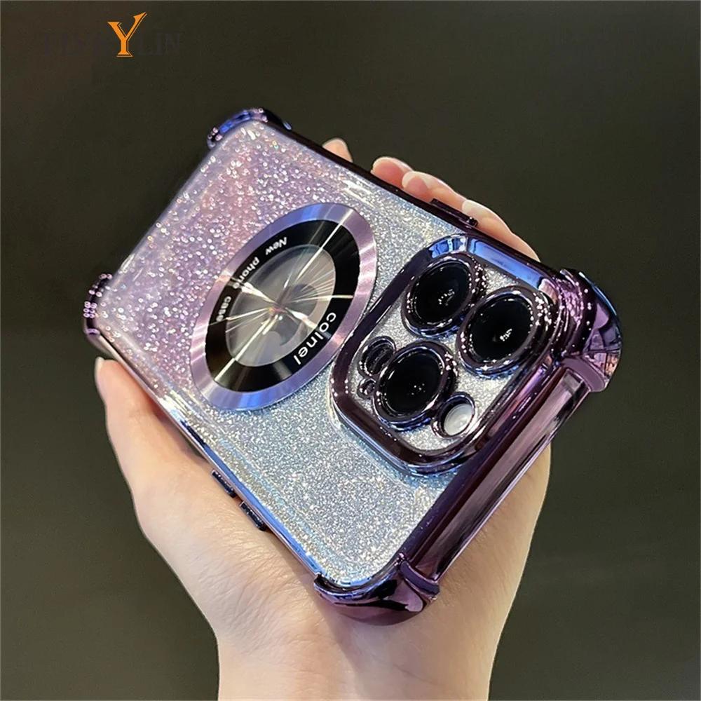 Luxury Plating Flash Glitter For Magsafe Magnetic Phone Case For Huawei Nova 13 Pro 12 11 10 9 8 7 Pro SE Bumper Protector Cover