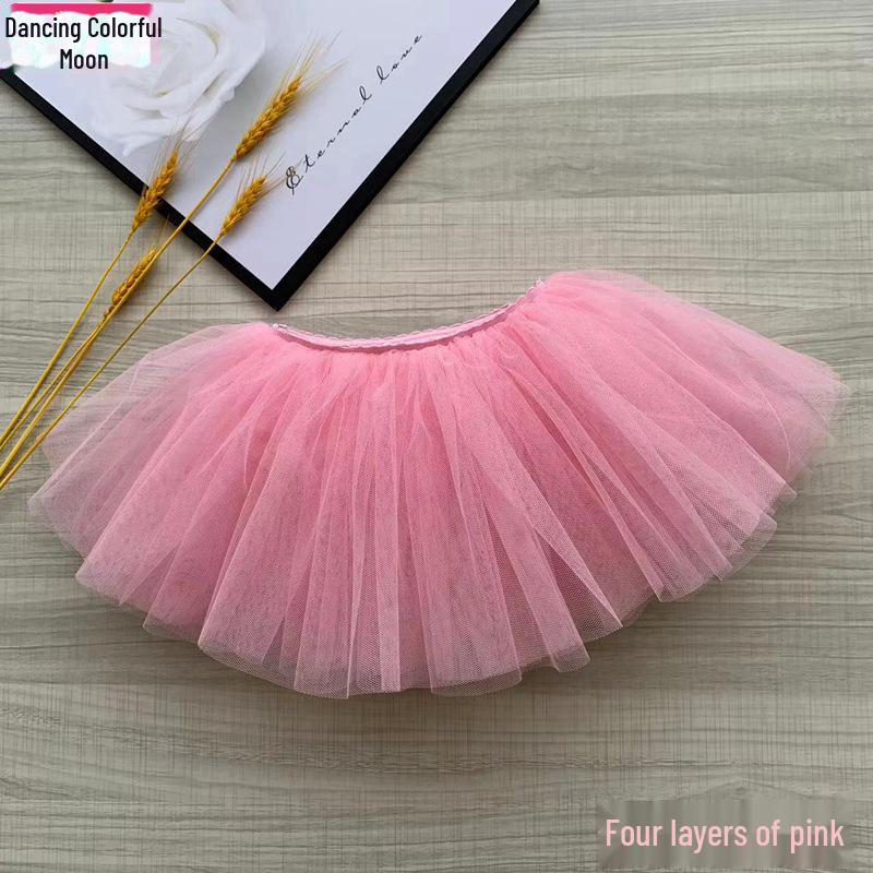 Dívčí čtyřvrstvá měkká bílá baletní tutu sukně na vystoupení