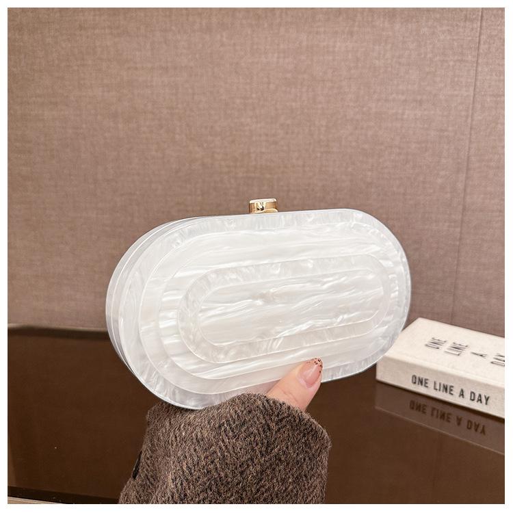 Summer Dinner Bag Retro Splicing Bag Trendy Acrylic Bag Shoulder Chain Bag Bag