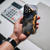 Abstract Gold Swirl Art Black Glass Phone Case For iPhone 18 17 Air 16 E 15 Plus 14 Pro Max 13 12 Mini 11 7 8Plus X Black Cover