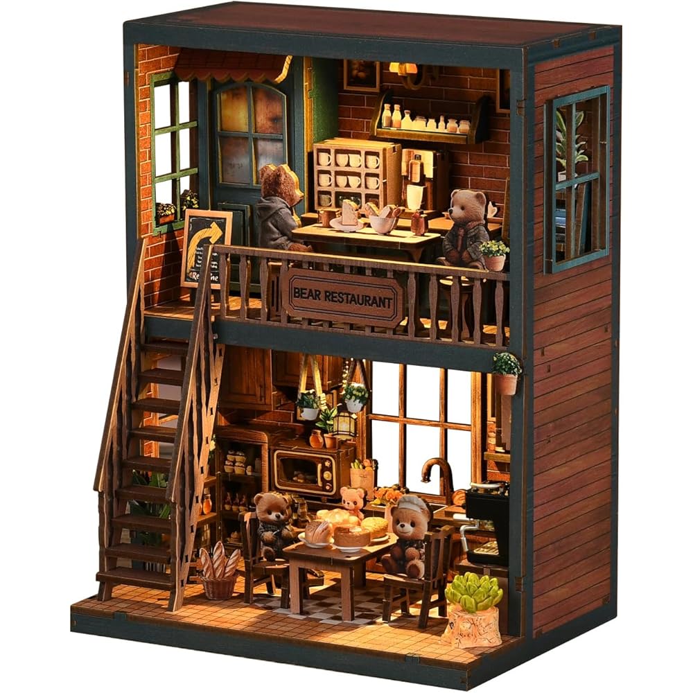 

CRESYMME Miniature Dollhouse Book Nook Kit Wooden DIY Craft Bear Bread Time 3D Model