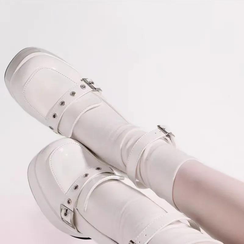 

Женские туфли-лодочки Мэри Джейн Лолита Туфли Готические Туфли на платформе с высоким каблуком Женские завязанные туфли Косплей Харадзюку Черные туфли 35