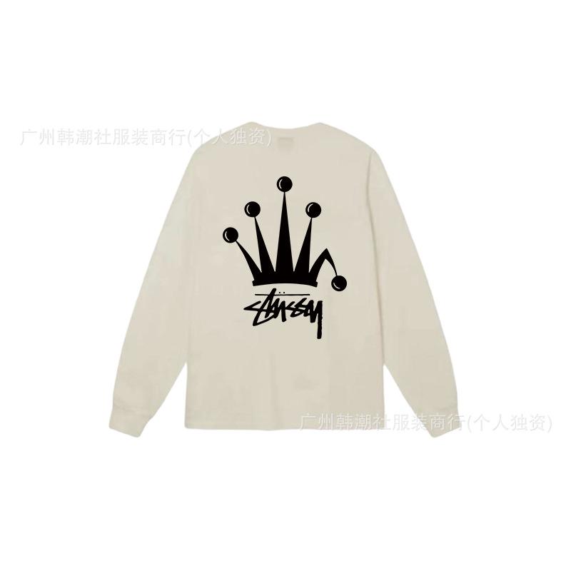 3. Cross-border Stuart long-sleeved printed t-shirt American trendy cylindrical cloth casual loose men and women the same style
