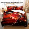 Bed linen 3Pcs Gurren Lagann Anime Bedding Set 3D Print Kamina Mecha Duvet Cover Pillowcases for Teens Fans Room Decor Gift