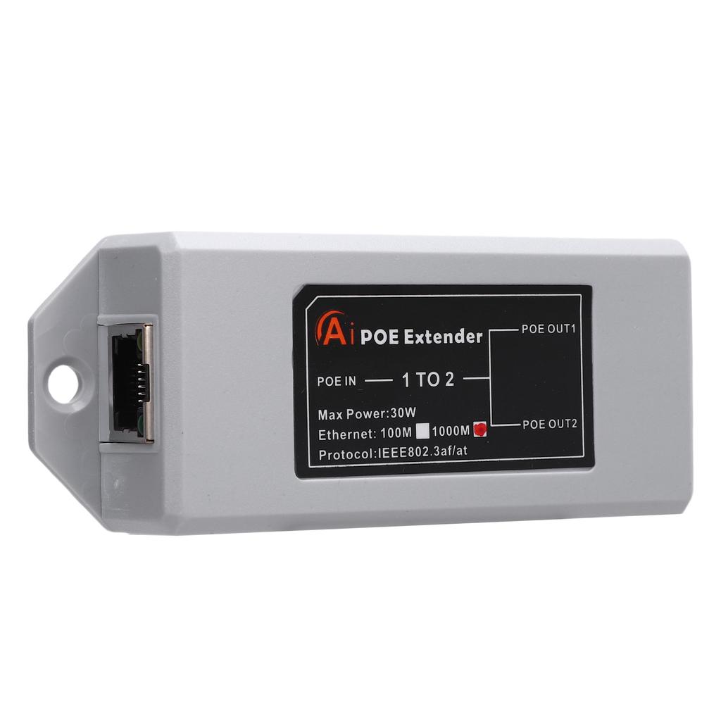 1 in 2 Out Gigabit POE Extender 1000Mbps Long Distance Transfer Plug and Play Space Saving For Home Hotel