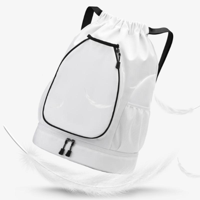 Large Capacity Basketball and Badminton Bag Drawstring Sports Backpack with Shoe Pocket for Outdoor Training and Travel