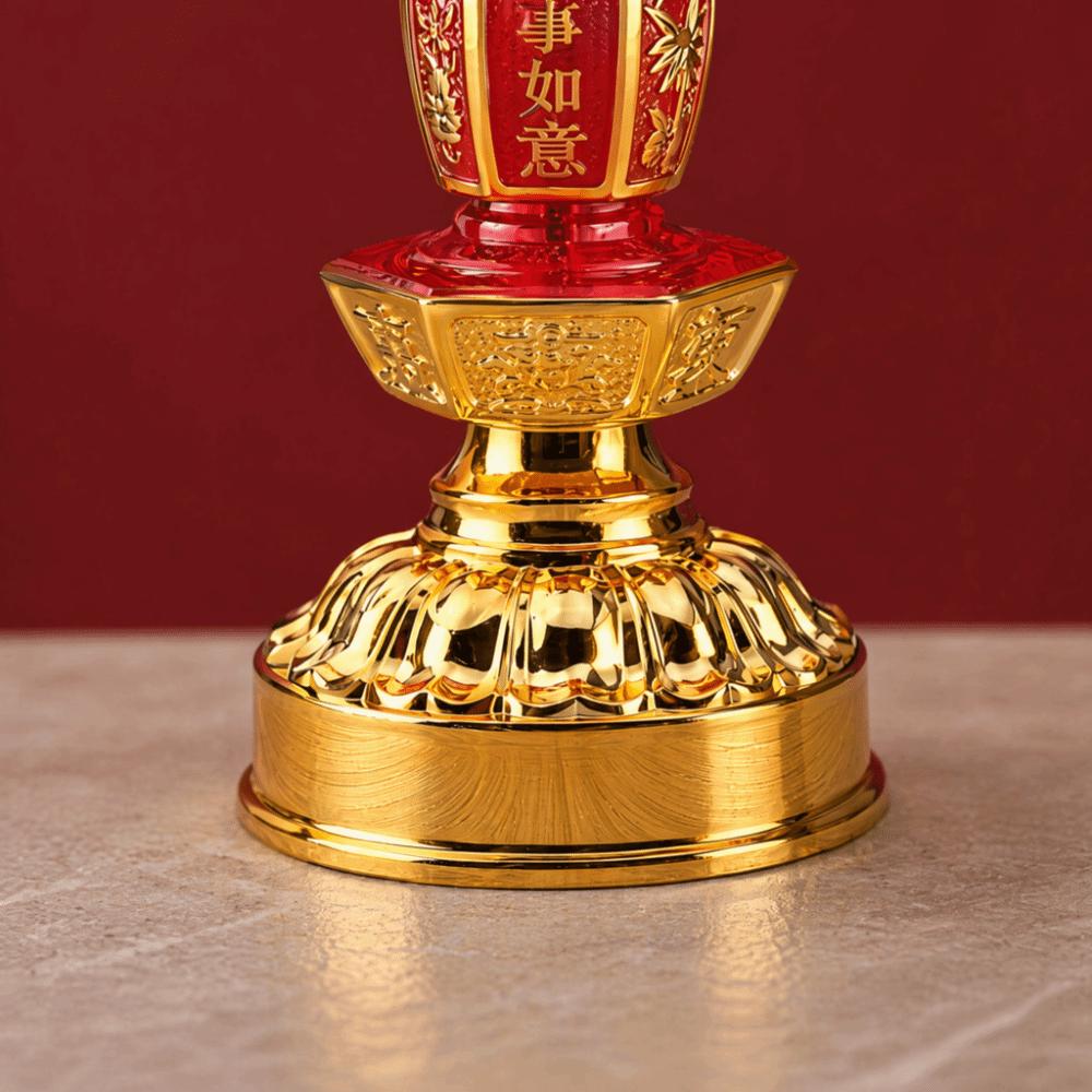 2pcs Red Lotus LED Decor Lamp 9.1x3 In Dual Power Table Light  Yoga Room Furnishing
