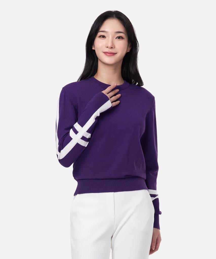 2ELA Women'S Grace Knit Round Long Sleeve T-Shirt 3 Colors