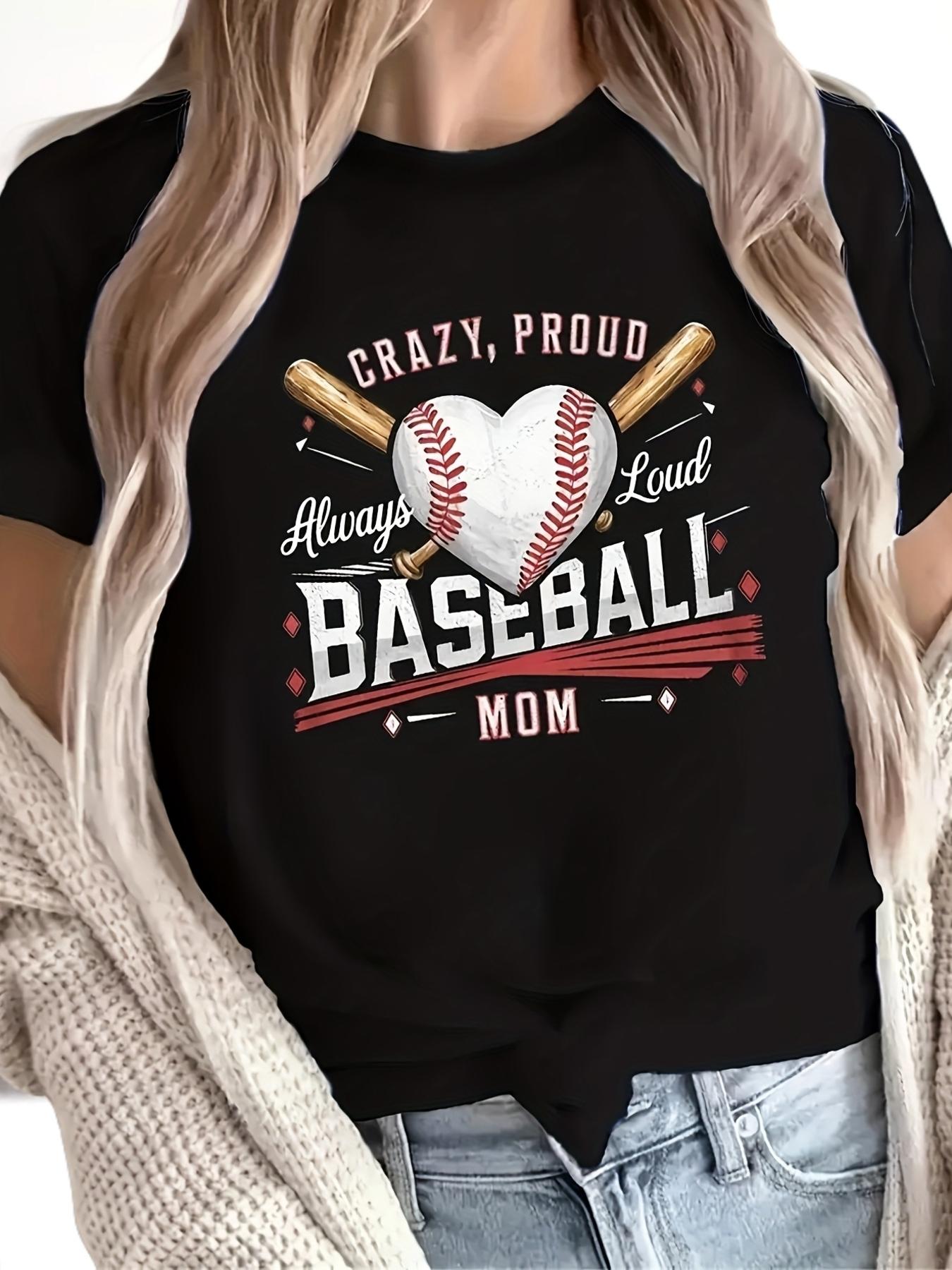 Crazy Proud Loud Baseball Mom Heart T-shirt XL