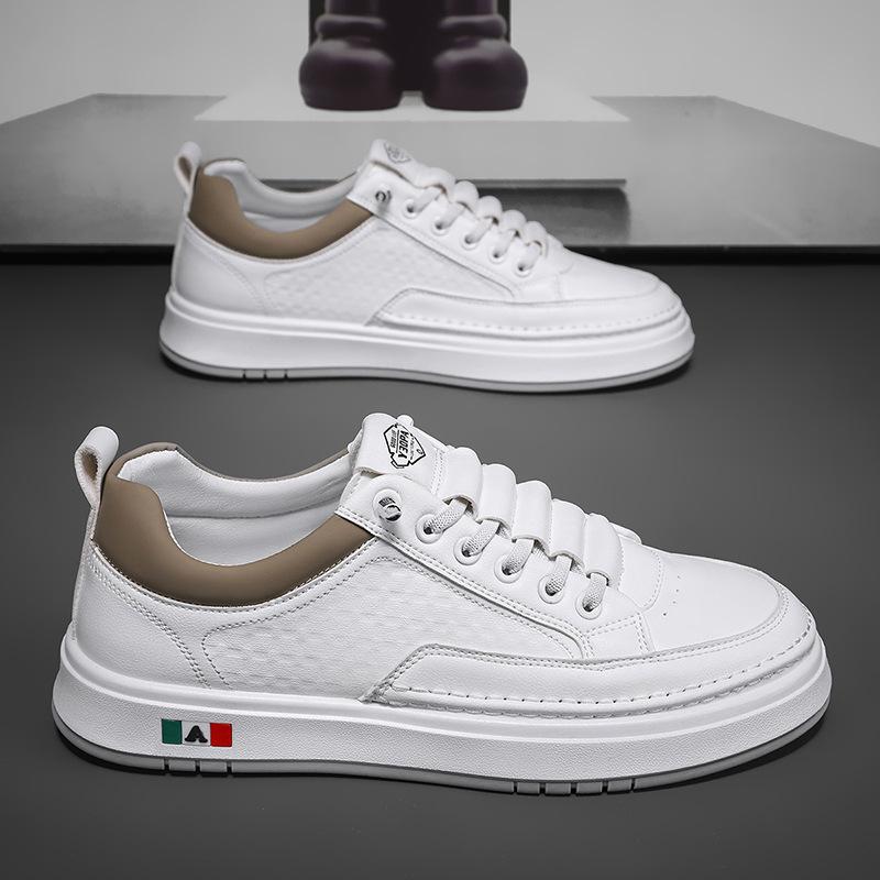 Men's Shoes Autumn Business Casual Board Shoes One Pedal Soft Sole Lightweight Leather Surface Waterproof Work Small White Tide Shoes