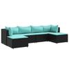 VidaXL Salon de jardin 6 pcs avec coussins Noir Résine tressée, ensemble de canapés d'extérieur, canapé d'angle de jardin, 3308244