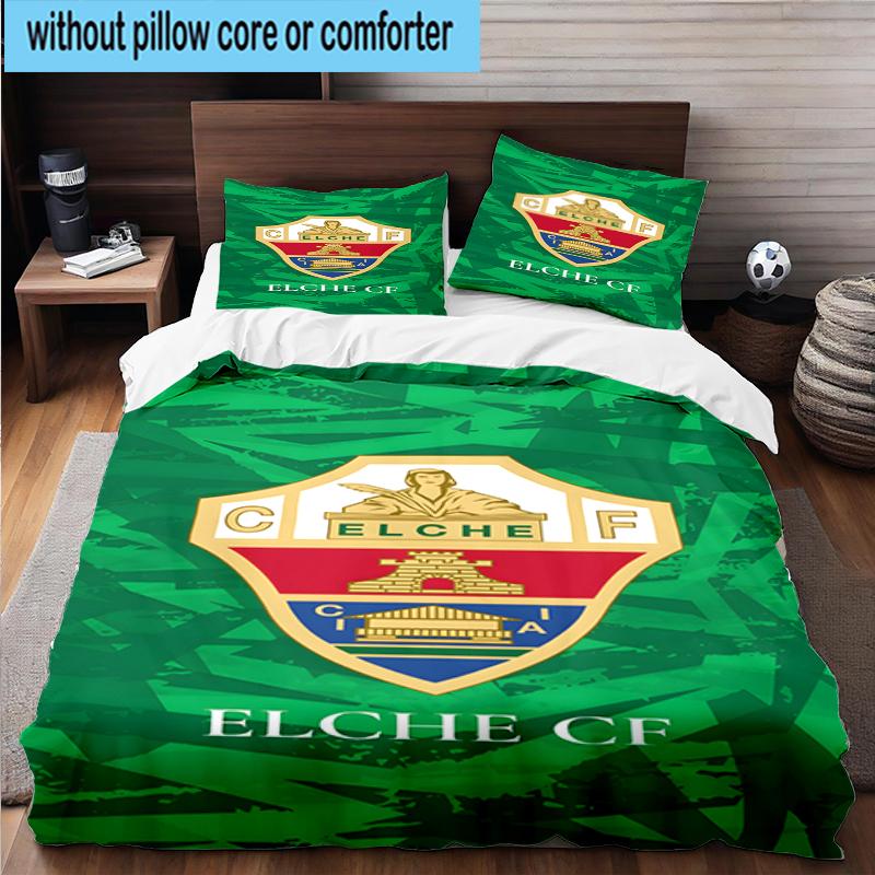 3PCS Football Elche Crest Design Bedding Set,Including 1pc Duvet Cover And 2pcs Pillowcases Perfect for Bedroom, Dormitory, Fan Christmas gift