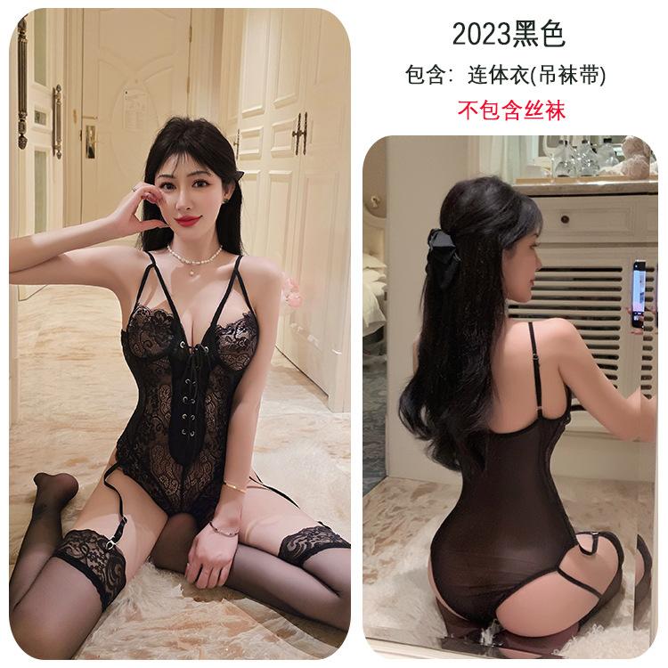 Erotic Lingerie Sexy Lace Bodysuit See-through Seduction Hot Lace Suspender