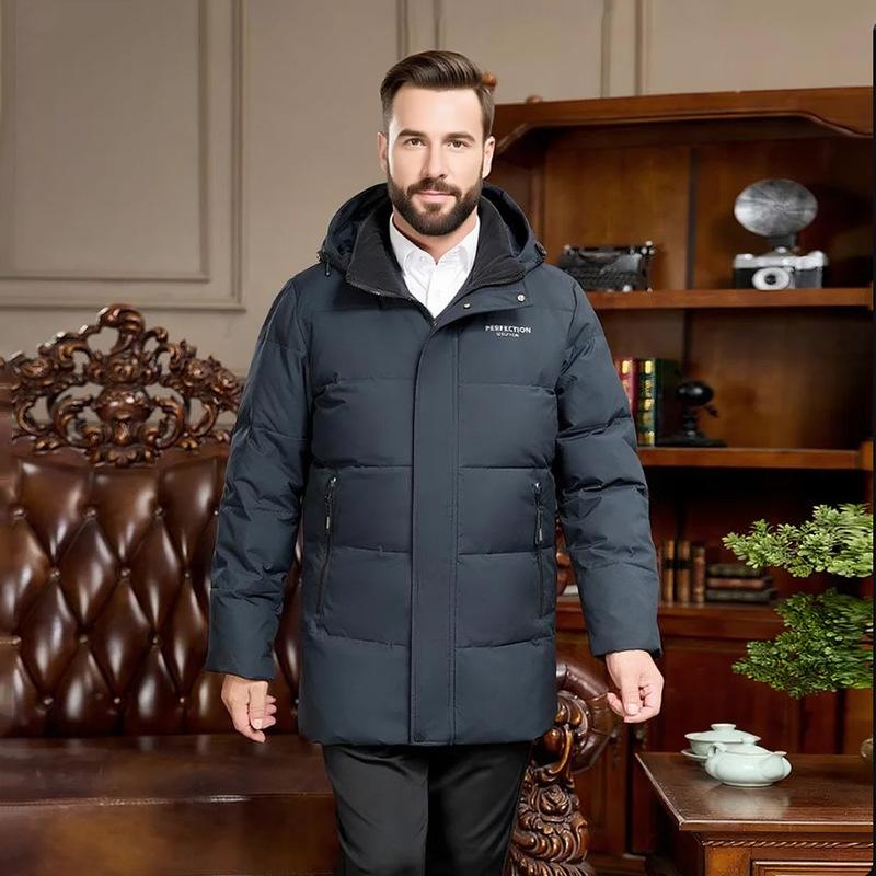 

2025 European and American down jacket men s mid-length men s winter outdoor cold clothing thickened warm top 5XL Темно-синій
