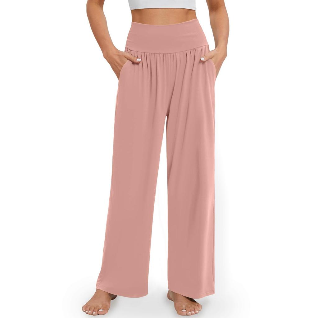 Women's Casual Elastic Waist Trousers -color Comfortable Wide Leg Pants