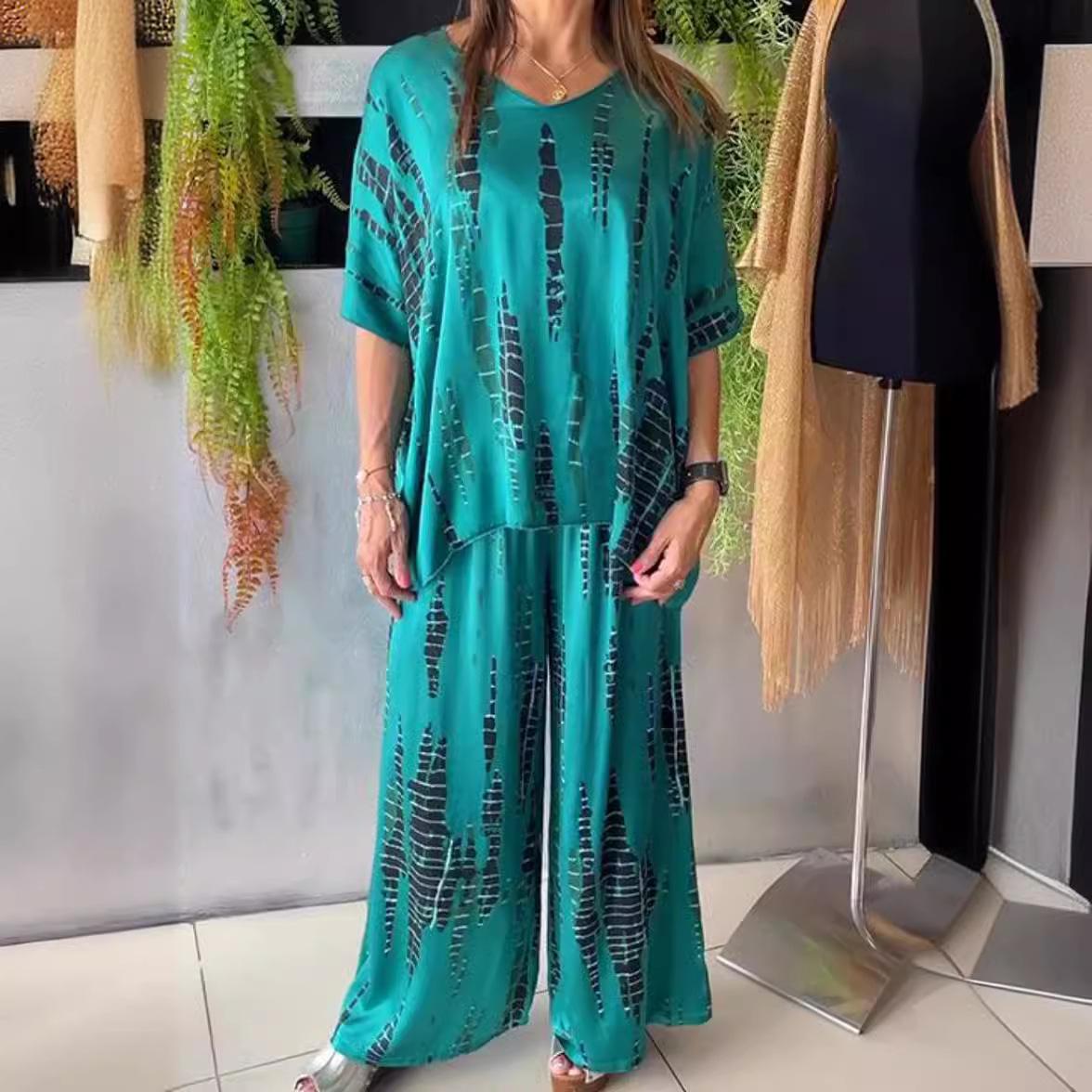 

Женский праздничный свободный костюмный набор с цветочным принтом и длинными рукавами 5XL