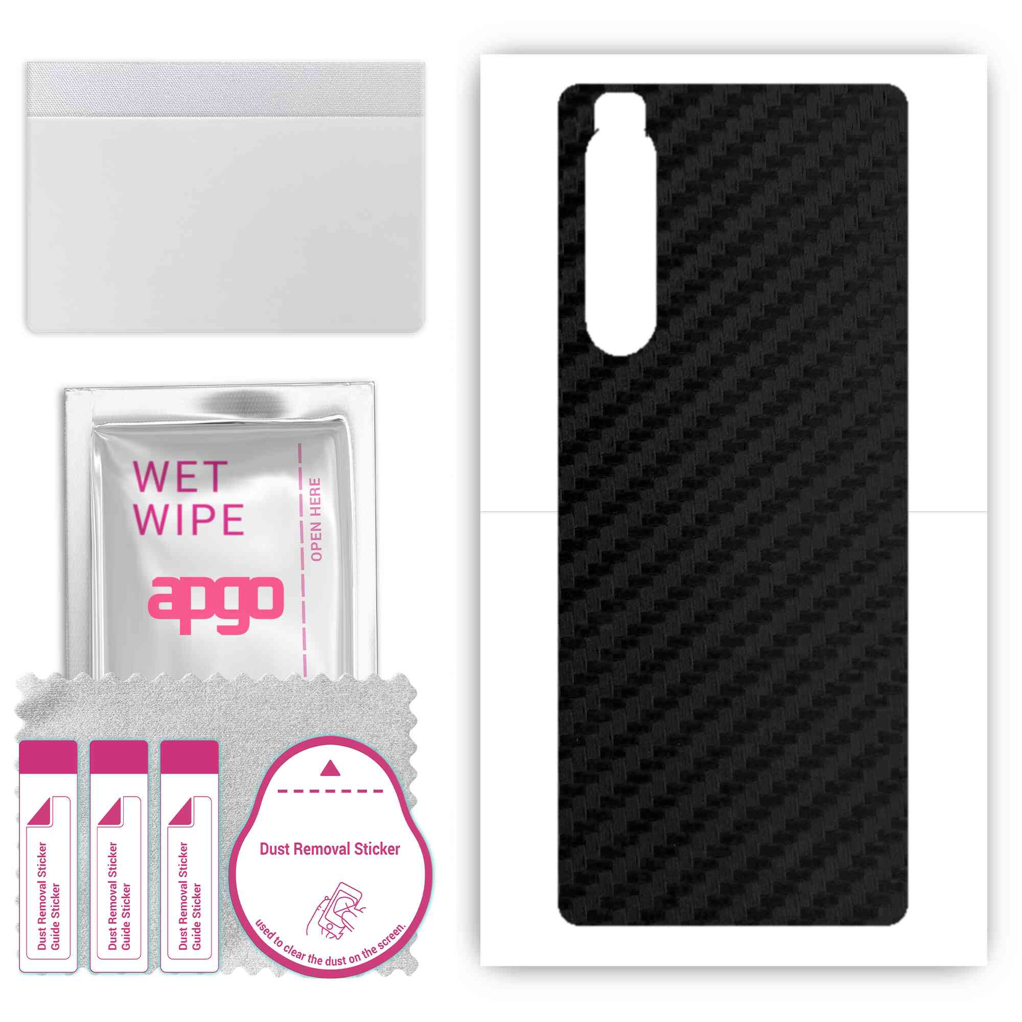 

apgo Protective Skin Sticker for the back compatible with Sony Xperia 1 II, Wrap Film, Foil, Vinyl - Pattern Carbon Black