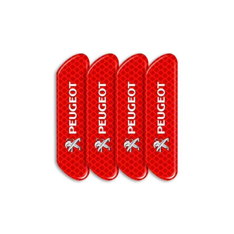 

Car Sticker 4PCS/set Car Reflective Strips Warning Stickers Car Styling For Peugeot 206 308 307 208 207 3008 2008 508 407 301 40 красный