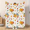 Contemporary Hypoallergenic Flannel Throw Blanket with Pumpkin and Maple Leaf Pattern – Tear Resistant, All Seasons Multipurpose