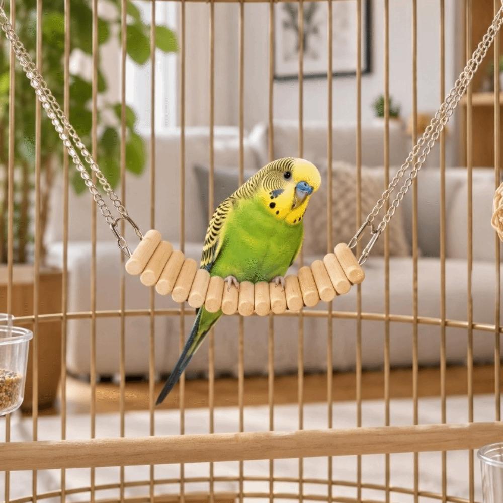 Easy To Install Bird Cage Swing Toy Wood Parrot Training Bridge Hamster Hammock Toy Small Animals