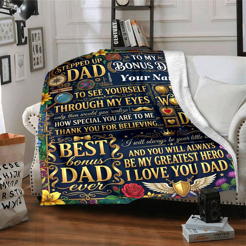 Warm Memories Of Father'S Day Themed Blanket Personalized Name Soft Warm And Versatile For Sofa Bed Office And Travel Machine Washable Comfortable In