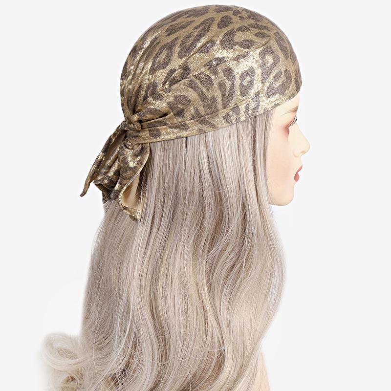 Y2K Liquid Silver Punk Leopard Print Cool Snake Print Hip-Hop Style Metallic Retro Style Headwear Music Festival Outfits 45x90cm