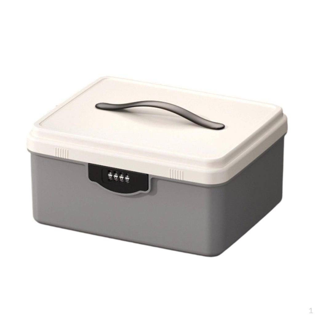 Lockable Storage Box Combination Lock Organizer Portable Bin with Carry Handle and