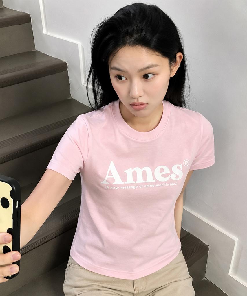 AMES-WORLDWIDE Basic Logo Tee Pink