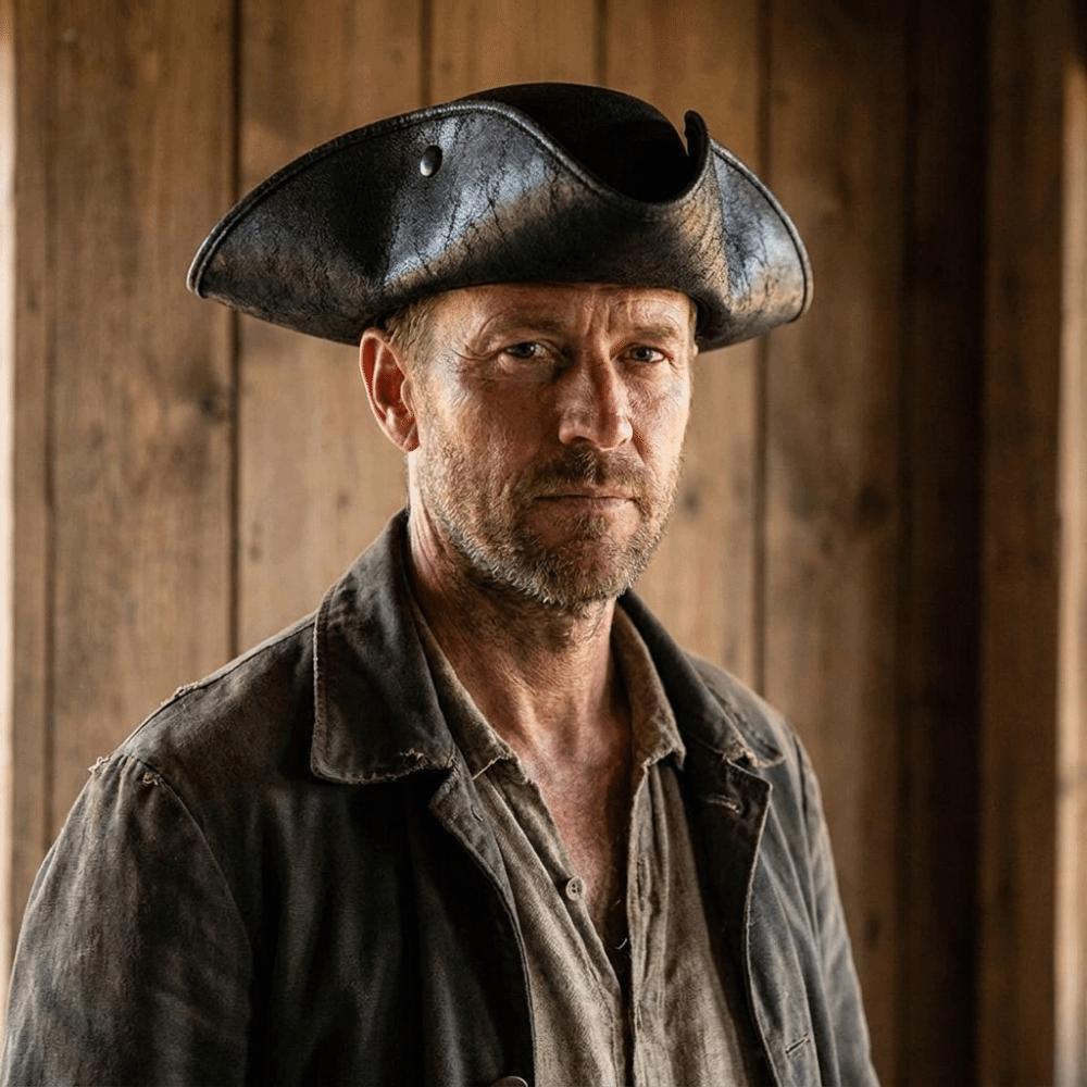 Chapeau de Pirate Cosplay Couleur Unie Cuir Synthétique Chapeau Tricorne Adulte Chapeau de Cowboy Western Drôle Halloween