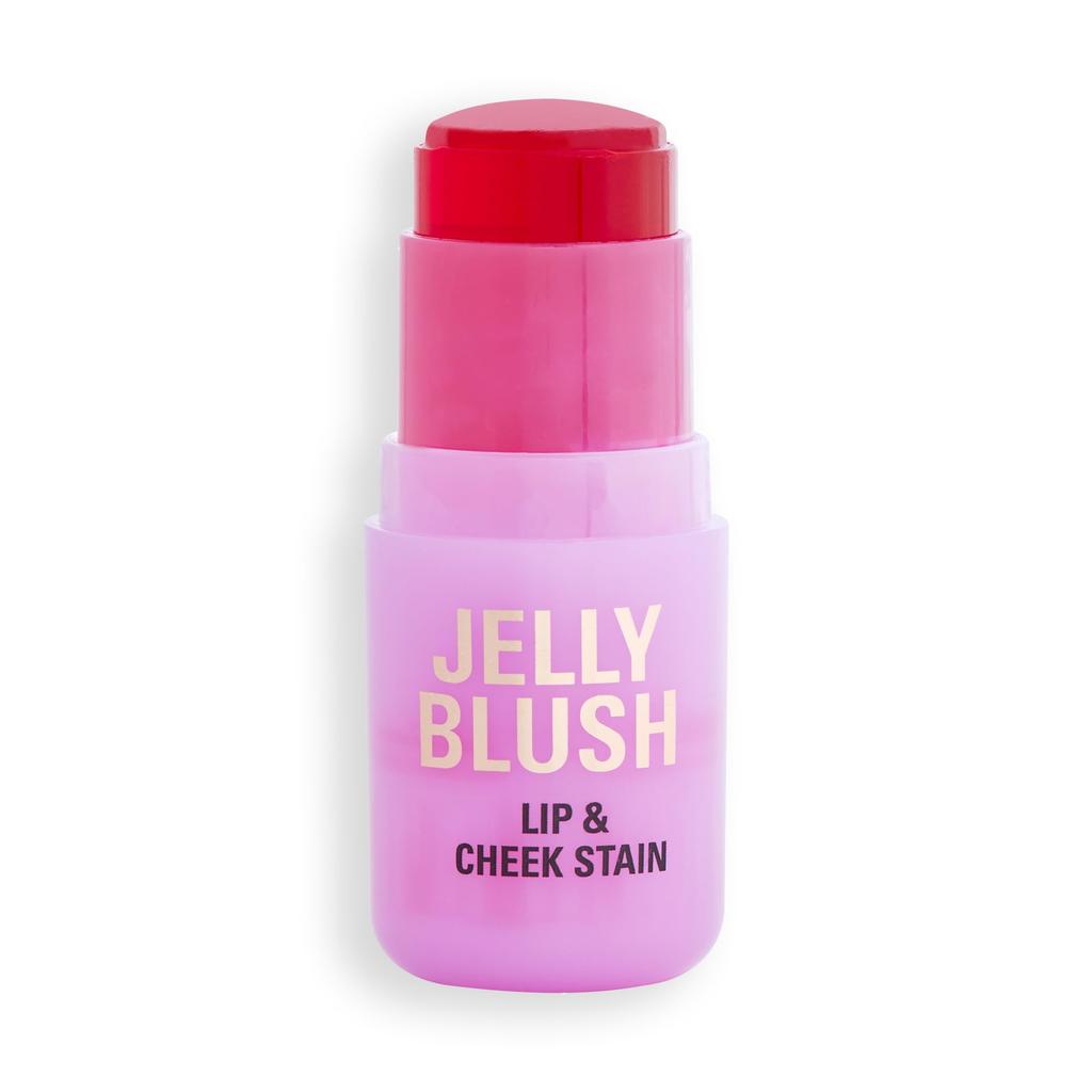 Makeup Revolution Jelly Blush Stick - Strawberry Pink | Lip & Cheek Tint | Sheer to Buildable Coverage | Smudgeproof and Long-Lasting Dual-Use Formu