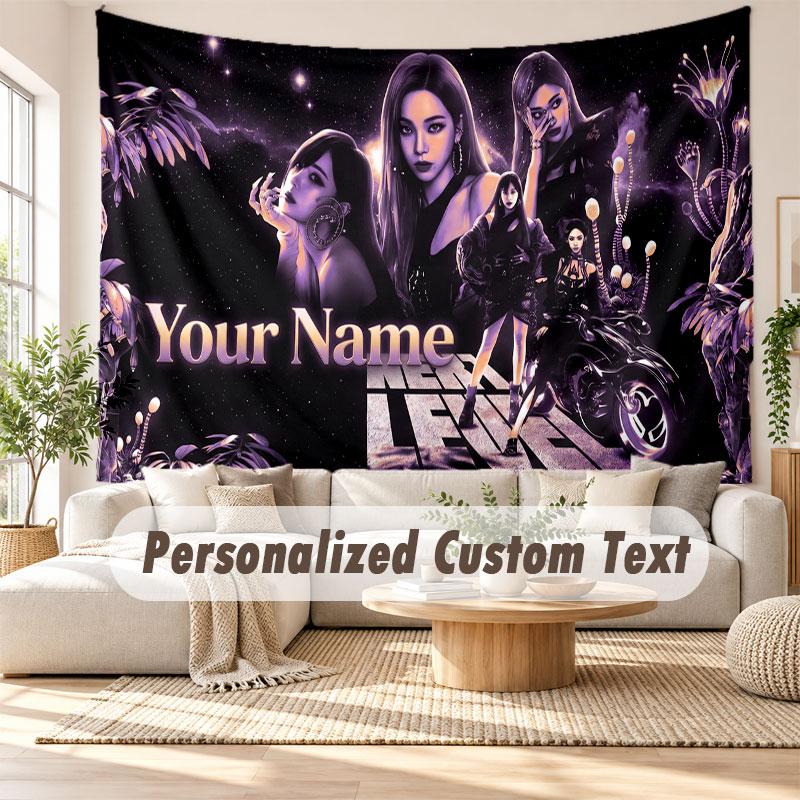 Custom Name Wall Hanging Tapestry,aespa Decorative Backdrop Tapestry For Dorm Home