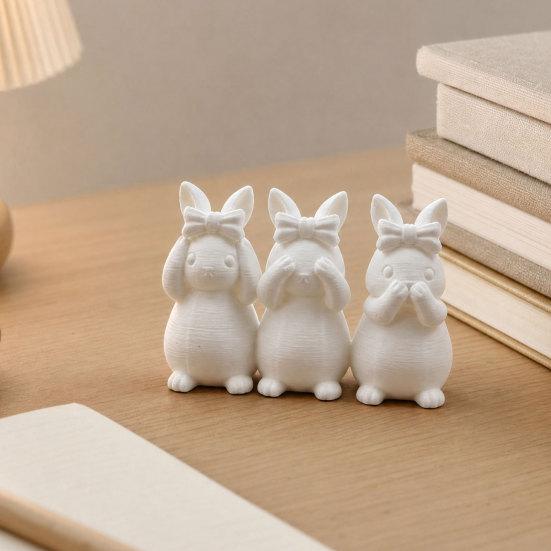 Easter Ornament, One-piece Molded Bunny Figure, 3D Printed Rabbit Design Decorative Figurine for Living Room Bedroom Holiday Decor