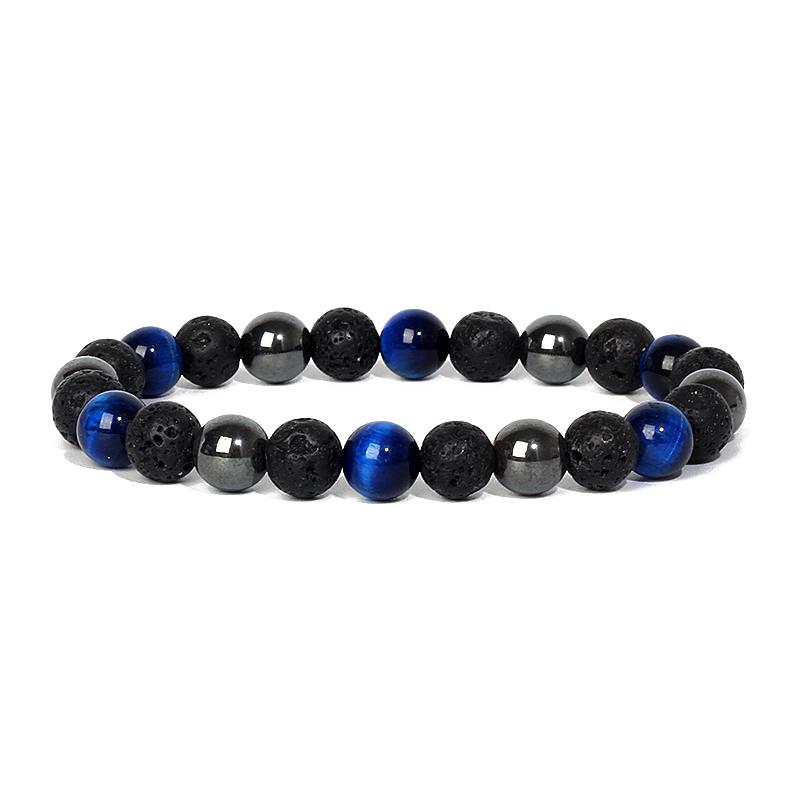 Facted Obsidian Hematite Tiger Eye Bracelets for Magnetic Health Protection Soul Jewelry Nature Stone Beads Bracelet Men Pulsera