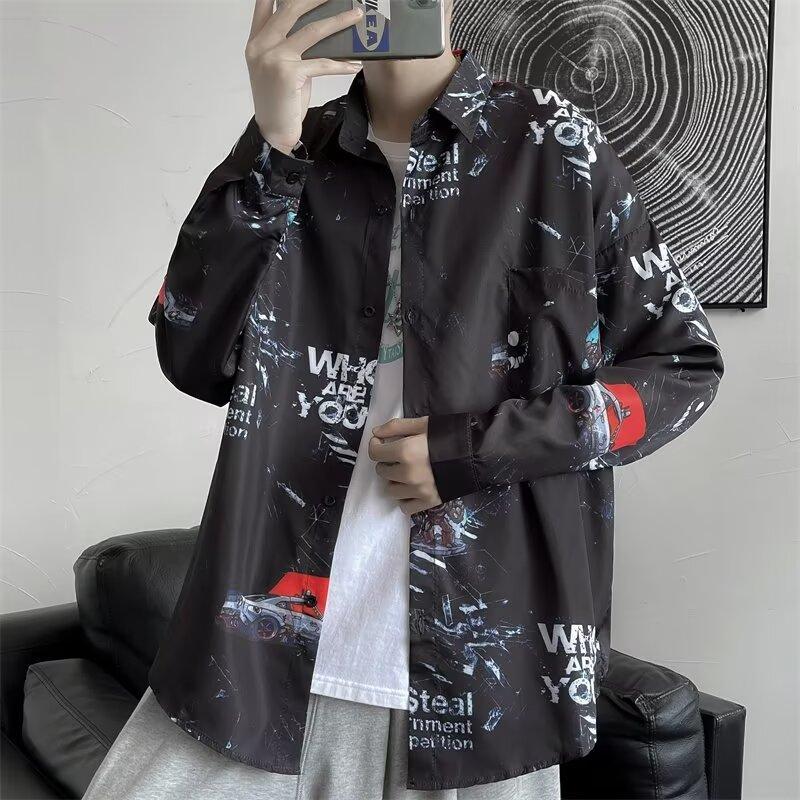 Half Sleeved Men'S And Women'S Floral Shirt, Ink Painting, Landscape Painting, Seaside Outdoor Couple'S Shirt, Jacket, Men'S