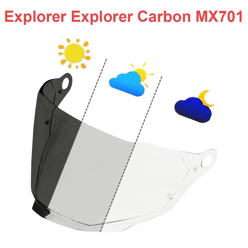 MX701 Helmet Visor Photochromic Lens for Explorer Explorer Carbon Replacement Windproof Anti UV Visière Moto Face Shield