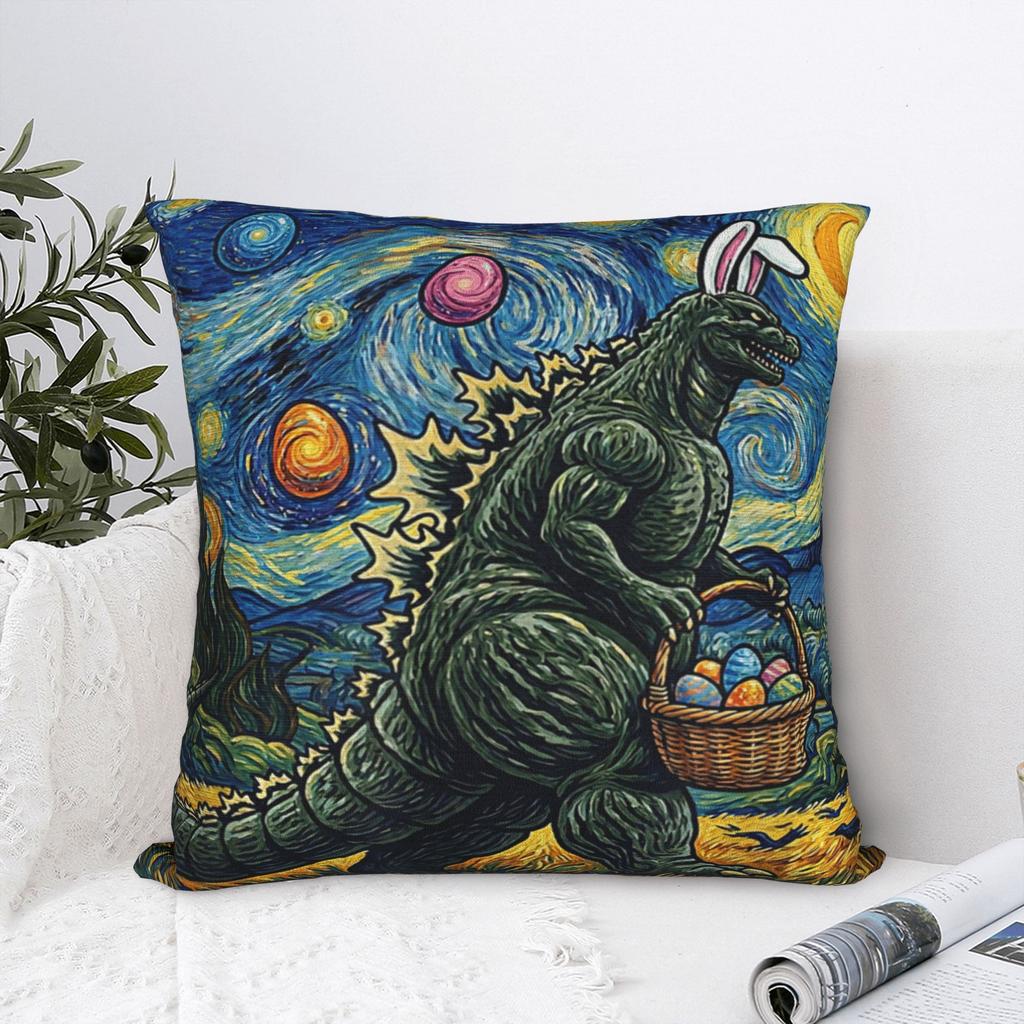Easter Japanese Monster Bunny Ears Egg Kaiju Pillow Case Custom Pillow Cover For Sofa Car Home Decor Vintage Pillowcases