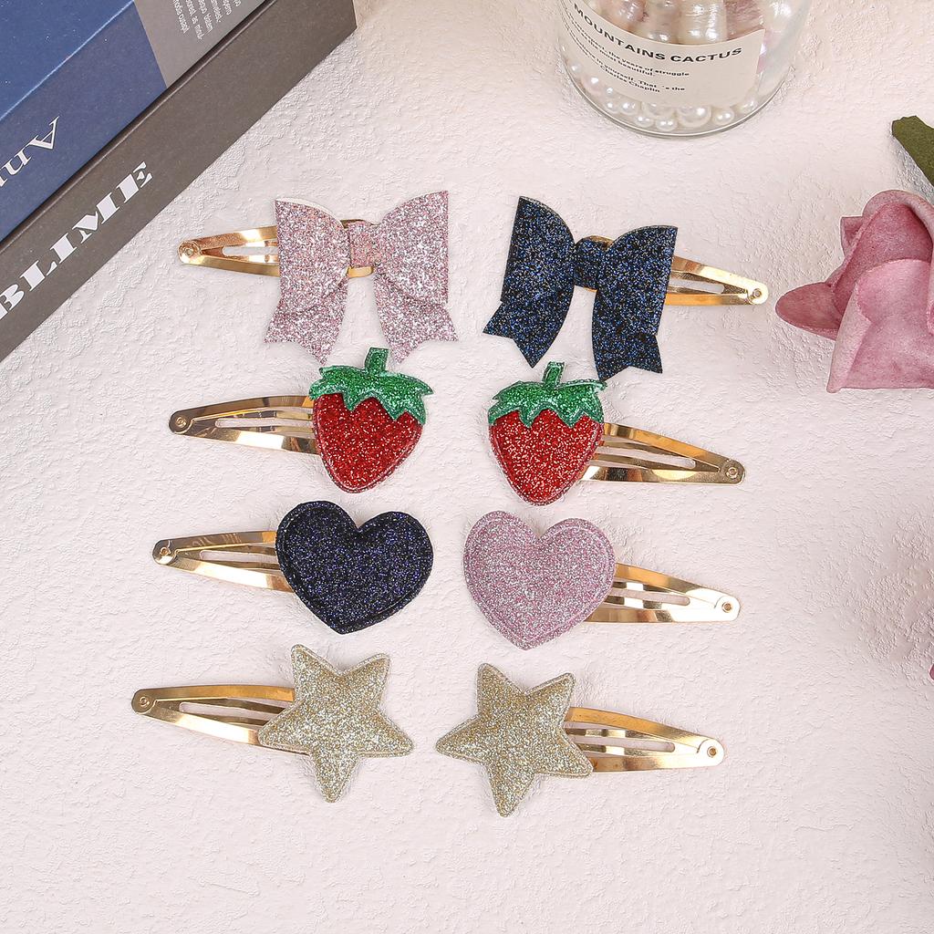 2/8pcs Cute Girls Star Hair Clips Heart Shaped Hairpin Hair Bows Barrettes Clips Alloy Hair Pins Kids Children Headwear