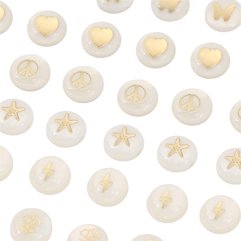 Natural Shell Double-Sided Hot Stamping Flat Round Beads For DIY Necklace Bracelet Earrings Jewelry Making