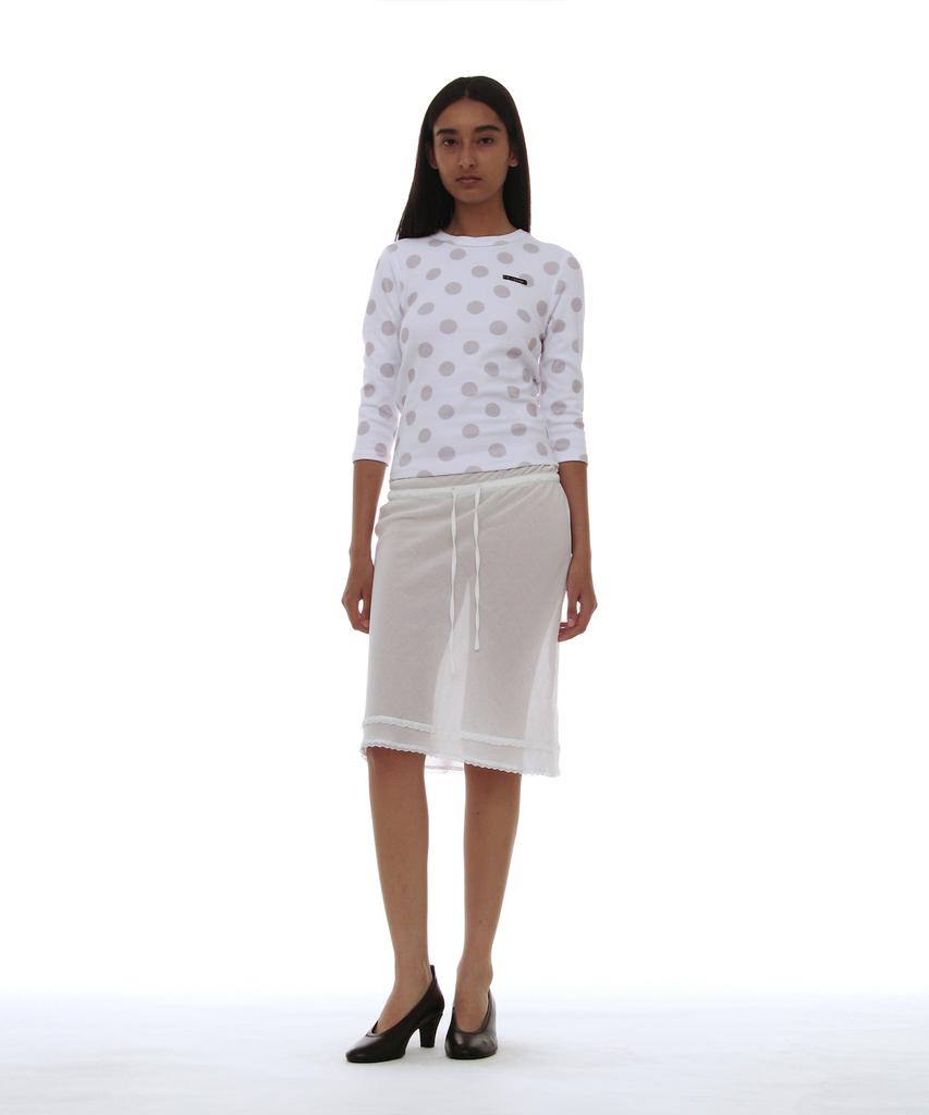 Partimento Woman Pwc Lace Trim Overlay Midi Skirt_White