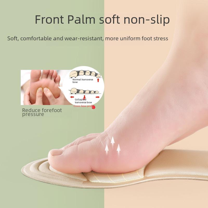 Women's 4D Insole: Breathable, Sweat-Absorbent, Shock-Absorbing, Anti-Slip Heel Cushion for Comfort In Long-Standing High Heels.