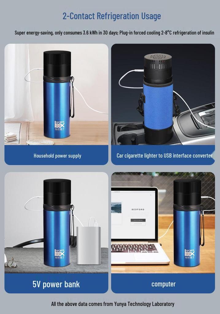 Portable Insulin Cooler Box, Mini Fridge for Medicine and Beverages, Outdoor Car Cooler Cup