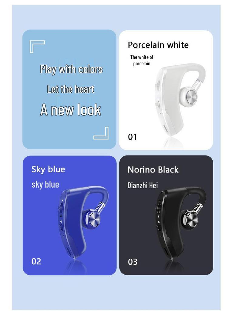 V98 Bluetooth Single Ear Hanging Earphones - Non-in-ear, Sports & Business, External Sound