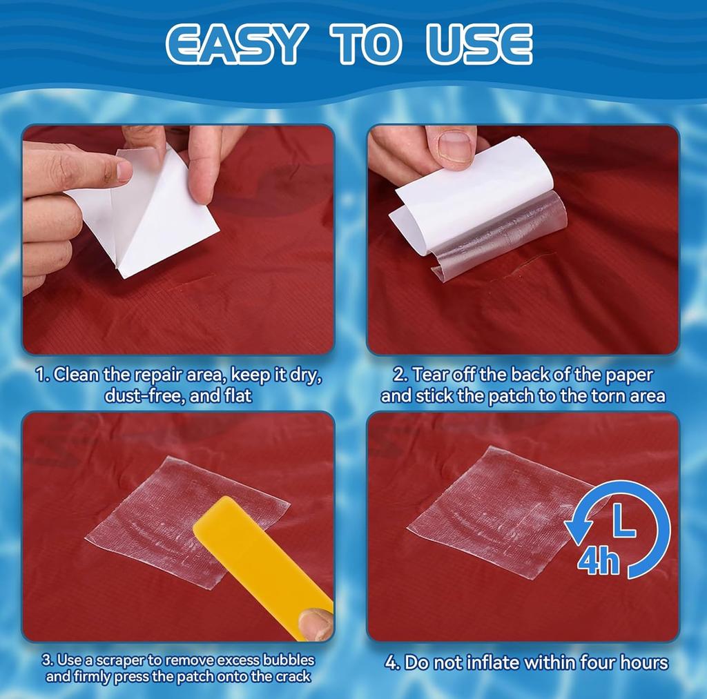 TPU Repair Patch Kit, Strong Adhesion Clear Fix Tape Patches for Inflatable Swimming Rings Pool Floats Air Mattress Beds
