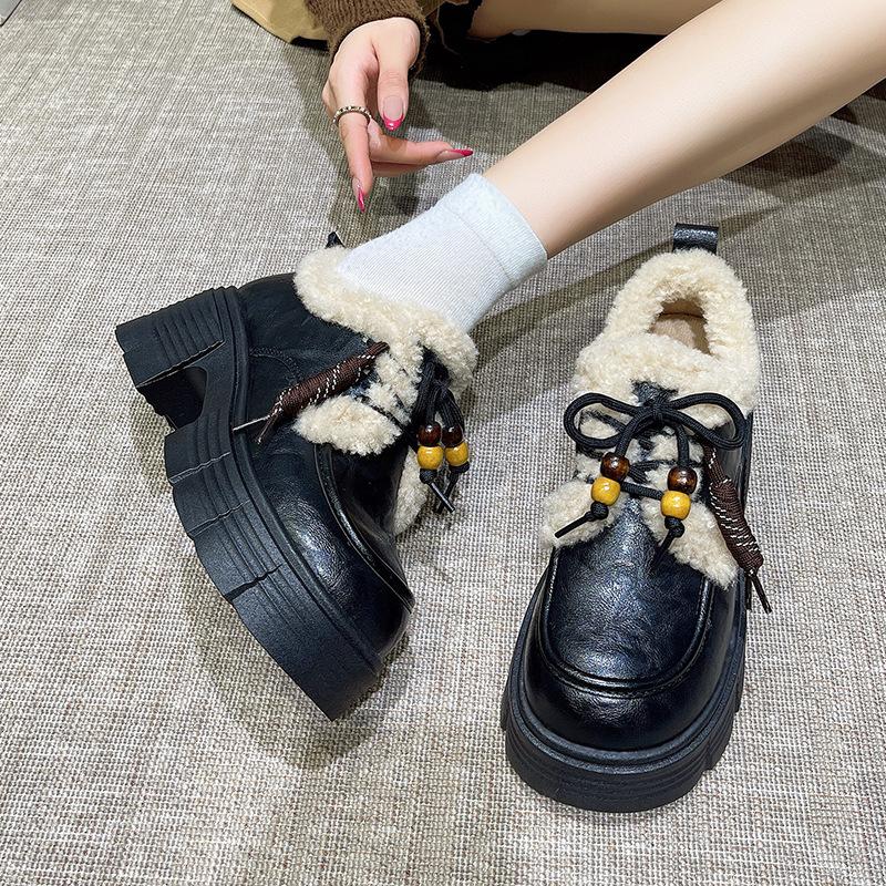 Super Soft Cowhide~ 7CM Platform Loafers Women's 2025 New Autumn Shoes Versatile Black Single Shoes Soft-soled Small Leather Shoes